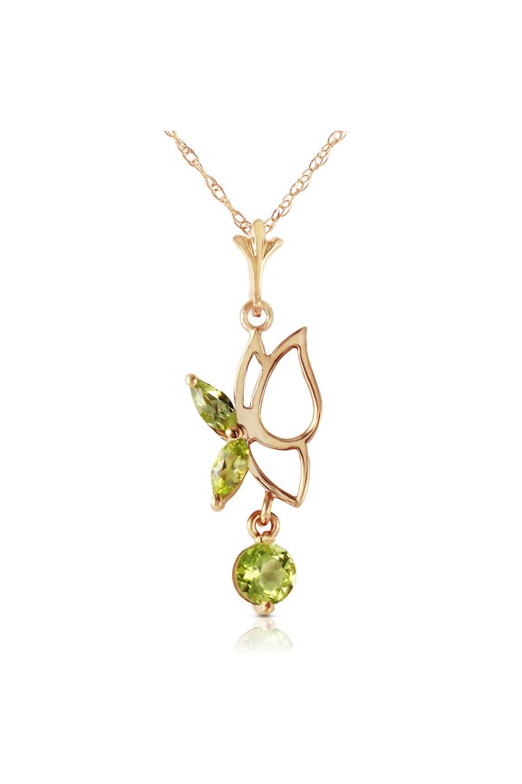 14k Yellow Gold 18" Necklace with Peridot Butterfly Pendant