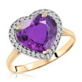 thumbnail image 1 of Galaxy Gold 14k Yellow Gold Amethyst and Diamond Heart Ring - Size 6.5, 1 of 6