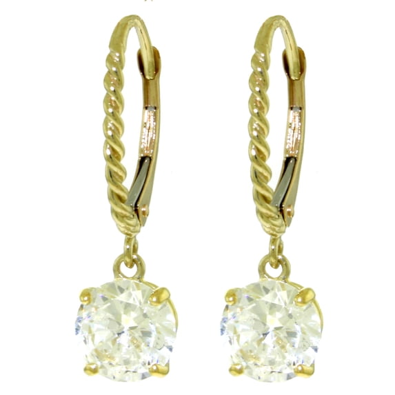 Galaxy Gold 14K Yellow Gold Cubic Zirconia Dangle Earrings - April Birthstone - Brilliance - Fine Jewelry for Women