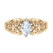 Galaxy Gold 14K Solid Gold Natural Aquamarine Solitaire Ring for Women - Yellow Gold Fine Jewelry