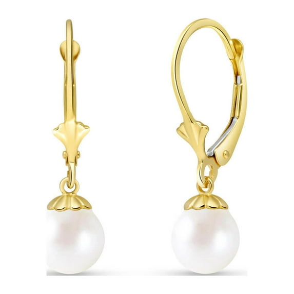 Galaxy Gold 14K Yellow Gold 4 CTW Freshwater Pearl Dangle Earrings - June Birthstone - Balance & Intuition - Fine Jewelry for Women