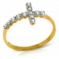thumbnail image 1 of Galaxy Gold 14K Solid Yellow Gold Diamond Cross Ring, Size 6.0, 5.5-11 Sizes, April Birthstone, Symbol of Faith, 1 of 4