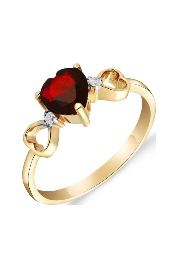 14K Yellow Gold Heart-Shaped Garnet Heart Ring - January Birthstone - Energy & Devotion - Sizes 5.5 to 11 - Fine Jewelry for Women