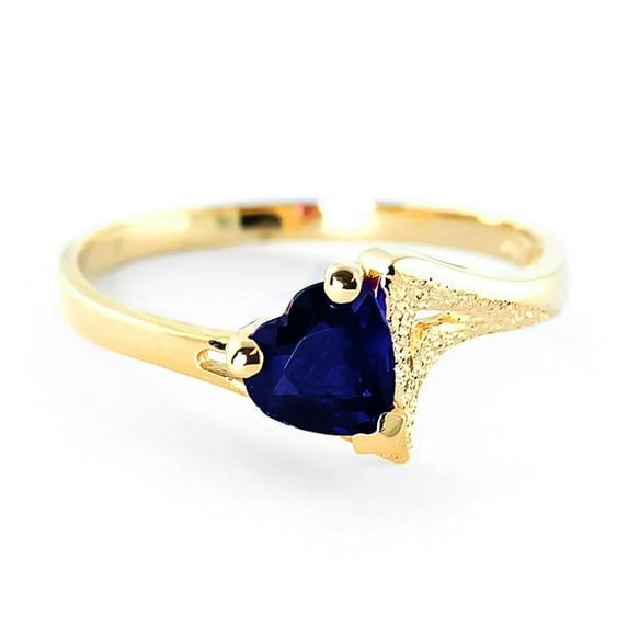 Galaxy Gold 14K Solid Gold Natural Sapphire Heart-Shaped Ring for Women - Yellow Gold Fine Jewelry