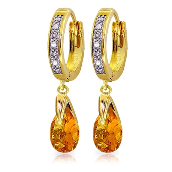 Galaxy Gold 14k Yellow Gold Hoop Earrings with Diamonds and Citrines