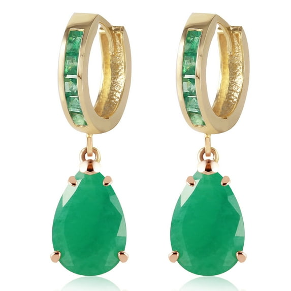 Galaxy Gold 14K Solid Gold 8.30 Carat Natural Emerald Hoop Earrings for Women - Yellow Gold Fine Jewelry