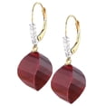 thumbnail image 1 of Galaxy Gold 14k Yellow Gold Leverback Earrings Diamonds Briolette Twisted Rubies, 1 of 2