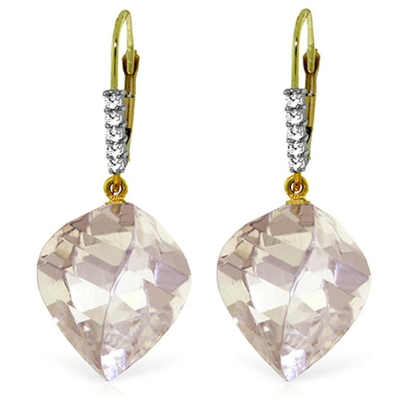 Galaxy Gold 14K Solid Gold Natural Diamond Leverback Earrings for Women - Yellow Gold Fine Jewelry