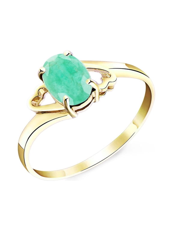 GG 14K Yellow Gold Natural Emerald Ring - May Birthstone - Abundance & Joy - Sizes 5.5 to 11 - Fine Jewelry for Women