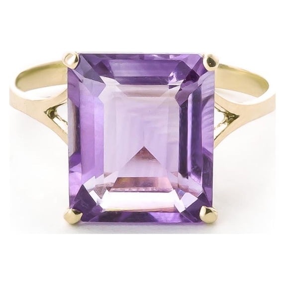 Galaxy Gold GG 14K Yellow Gold Natural Octagon-Shaped Amethyst Ring - February Birthstone - Peace & Wisdom - Sizes 5.5 to 11 - Fine Jewelry for Women