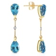 thumbnail image 1 of Galaxy Gold 14k Yellow Gold Natural Pear-shaped Blue Topaz Stud Drop Dangle Earrings, 1 of 4