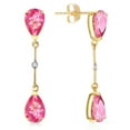 thumbnail image 1 of Galaxy Gold 14k Yellow Gold Natural Pear-shaped Pink Topaz Stud Drop Dangle Earrings, 1 of 3