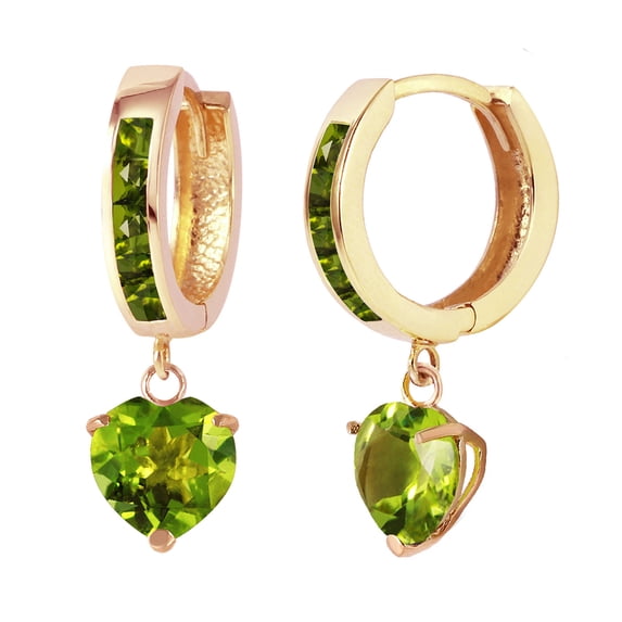 Galaxy Gold 14k Yellow Gold Natural Peridot Hoop Dangle Earrings