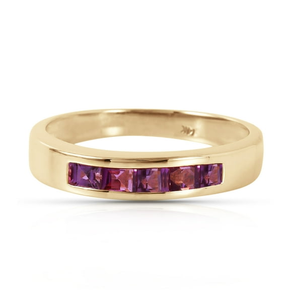 Galaxy Gold 14k Yellow Gold Ring with Natural Amethysts - Size 9.5