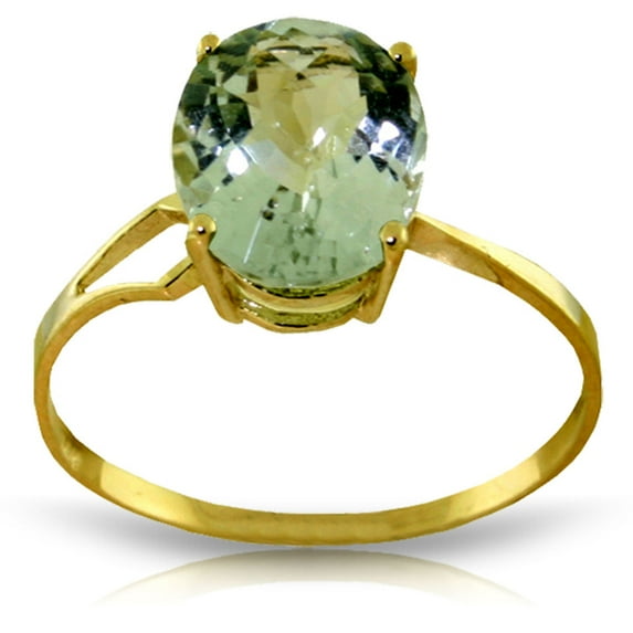 Galaxy Gold 14K Yellow Gold Natural Oval-Shaped Green Amethyst Ring - Abundance & Joy - Sizes 5.5 to 11 - Fine Jewelry for Women