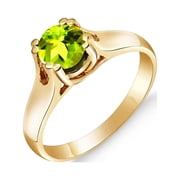 Galaxy Gold 14k Yellow Gold Solitaire Ring w/ Natural Peridot - Size 8.5