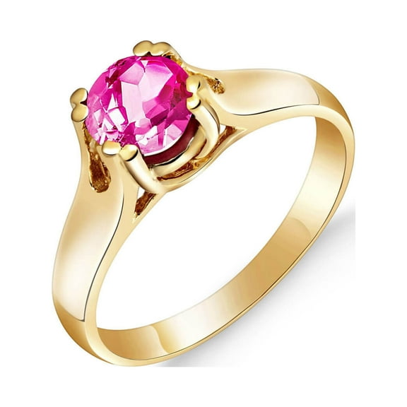 Galaxy Gold 14k Yellow Gold Solitaire Ring w/ Natural Pink Topaz - Size 7.5