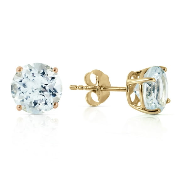 Galaxy Gold 14k Yellow Gold Stud Earrings with Natural Aquamarines