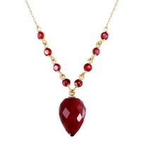 Galaxy Gold 14k ct 14k 24" Solid Gold Necklace Pointy Dyed Briolette Drop Ruby