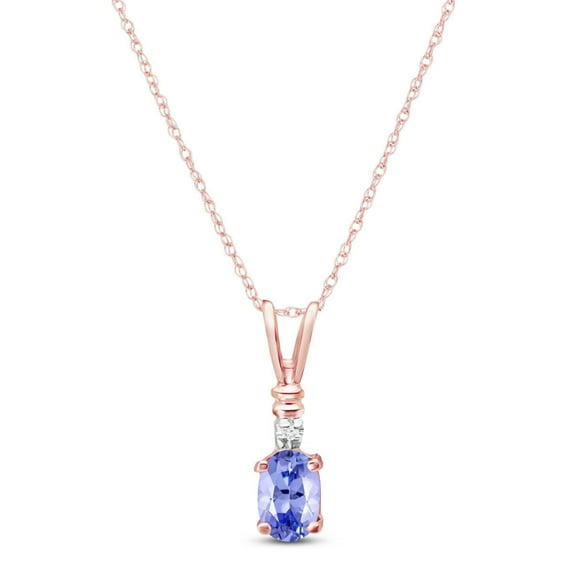 Galaxy Gold 14K Solid Rose Gold 14" Necklace with 0.45 Carat 0.45 Carat Natural Tanzanite and Diamonds, 14"-24" Sizes, December Birthstone, Symbol of Transformation
