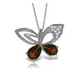 thumbnail image 1 of Galaxy Gold 14K Solid White Gold 14" Butterfly Necklace with Natural Diamonds and Garnets, 14"-24" Sizes, January Birthstone, Symbol of Passion, 1 of 3