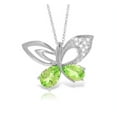 thumbnail image 1 of Galaxy Gold 14K Solid White Gold 14" Butterfly Necklace with Natural Diamonds and Peridots, 14"-24" Sizes, August Birthstone, Symbol of Renewal, 1 of 4