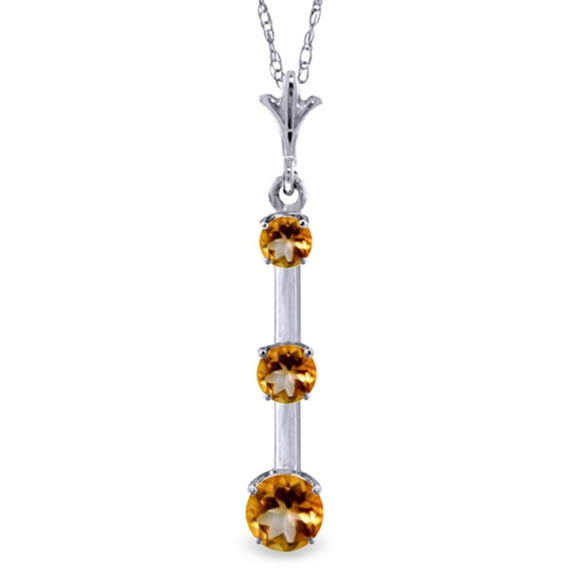 Galaxy Gold 14K White Gold Citrine Pendant Necklace - November Birthstone - Warmth & Prosperity - 16" to 24" - Fine Jewelry for Women