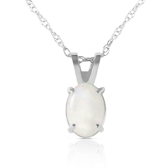 Galaxy Gold 14K White Gold Opal Pendant Necklace - October Birthstone - Balance & Intuition - 16" to 24" - Fine Jewelry for Women