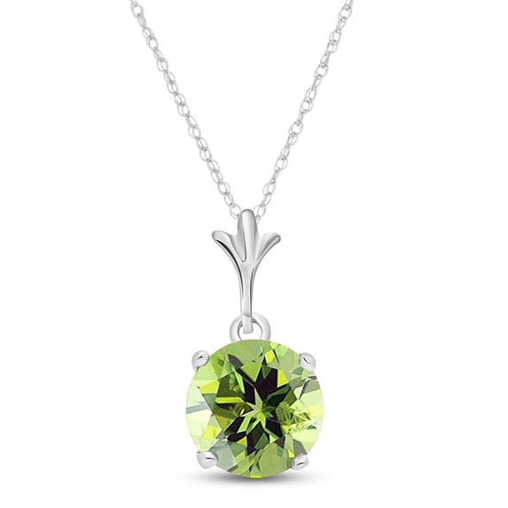 Galaxy Gold GG 14K White Gold Peridot Pendant Necklace - August Birthstone - Warmth & Prosperity - 16" to 24" - Fine Jewelry for Women