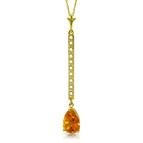 Galaxy Gold 14K Solid Yellow Gold 14" Necklace with Natural Diamonds and Citrine, 14"-24" Sizes, November Birthstone, Symbol of Warmth