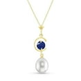 thumbnail image 1 of Galaxy Gold 14K Yellow Gold Sapphire and Pearl Pendant Necklace - September Birthstone - Truth & Nobility - 16" to 24" - Fine Jewelry for Women, 1 of 1