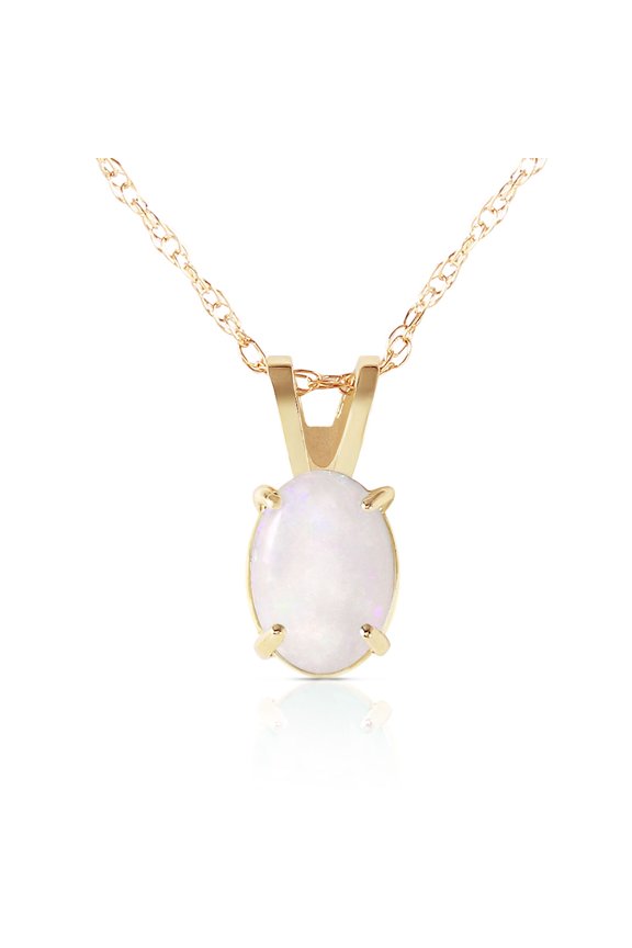 14K Yellow Gold Opal Pendant Necklace - October Birthstone - Balance & Intuition - 16" to 24" - Fine Jewelry for Women