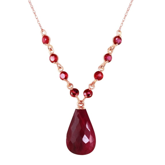 Galaxy Gold 14K Solid Gold 15.8 Carat Natural Ruby Pendant Necklace for Women - Rose Gold Fine Jewelry