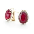 thumbnail image 1 of Galaxy Gold 15.86 ct 14k Solid Gold French Clip Earrings Halo Oval Cut Ruby Diamond (yellow-gold), 1 of 4