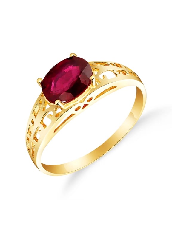 18K Solid Yellow Gold 1.15 Carat Natural Ruby Ring - July Birthstone - Symbol of Passion & Vitality - Made in USA - Fine Jewelry for Women