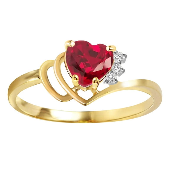 Galaxy Gold 18K Solid Yellow Gold Angel's Heart 1.02 ct Ruby & Diamond Ring (6)