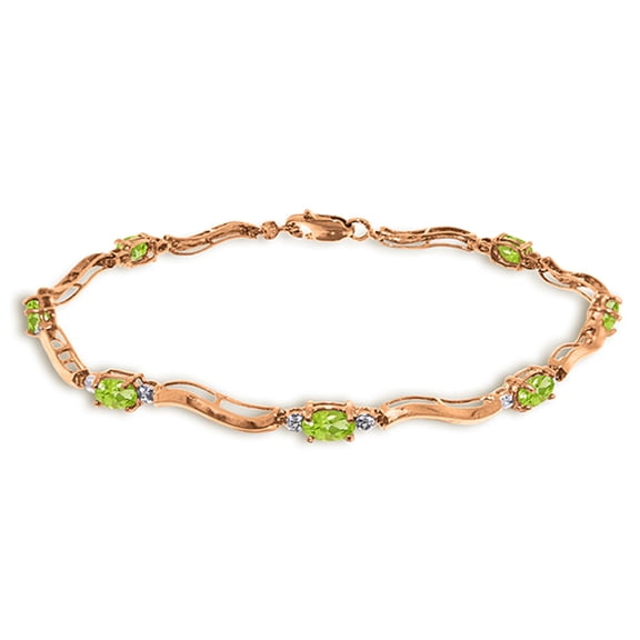 Galaxy Gold 2.01 CTW 14k Solid Rose Gold Tennis Bracelet Diamond Peridot