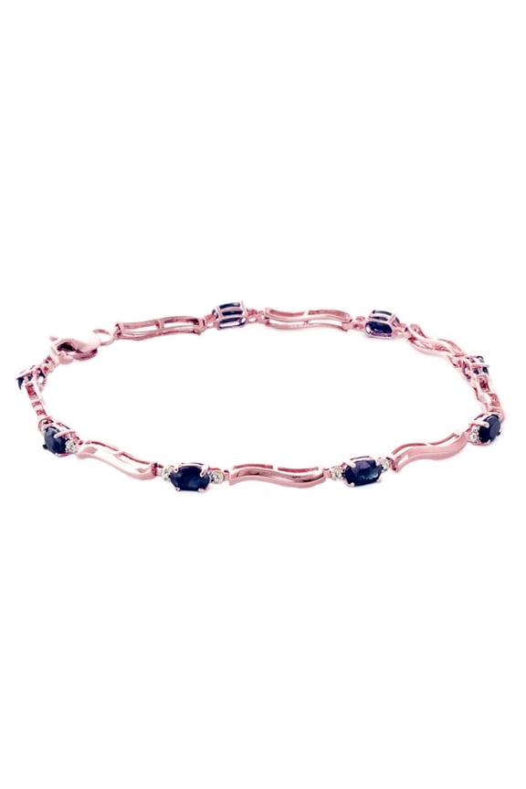 2.01 CTW 14k Solid Rose Gold Tennis Bracelet Diamond Sapphire
