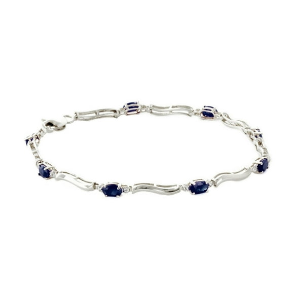 Galaxy Gold 2.01 CTW 14k Solid White Gold Tennis Bracelet Diamond Sapphire