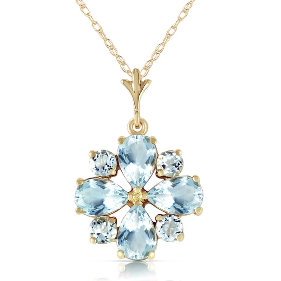 Galaxy Gold 14K Solid Yellow Gold 18" Necklace with 2.43 Carat Natural Aquamarine, 14"-24" Sizes, March Birthstone, Symbol of Serenity
