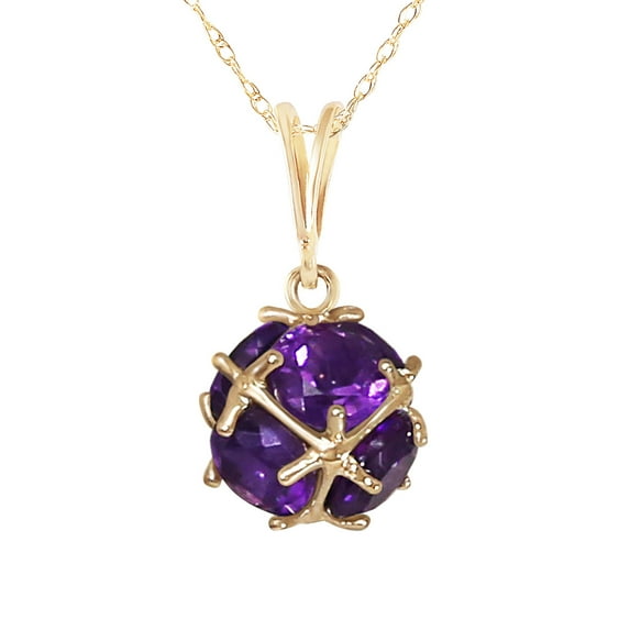 Galaxy Gold 14K Yellow Gold 2.8 Carat Natural Amethysts Pendant Necklace - February Birthstone - Peace & Wisdom - 16" to 24" - Fine Jewelry for Women