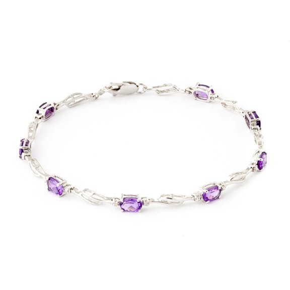 Galaxy Gold 2.96 CTW 14k Solid White Gold Tennis Bracelet Amethyst Diamond