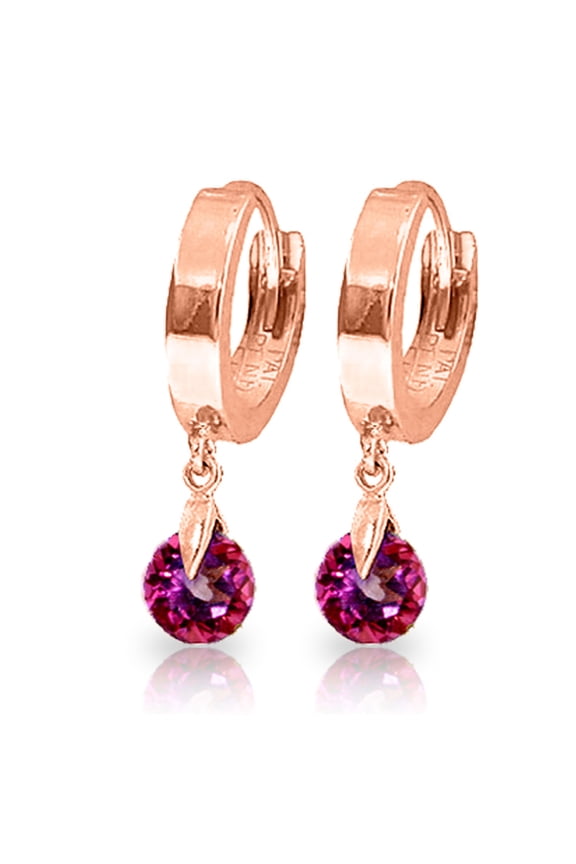 GG 14K Rose Gold 2.00 Carat Natural Pink Topaz Hoop Earrings - October Birthstone - Hope & Creativity - Fine Jewelry for Women
