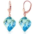 thumbnail image 1 of Galaxy Gold 27.85 Carat 14K Solid Rose Gold Leverback Earrings Twisted Briolette Blue Topaz, 1 of 3