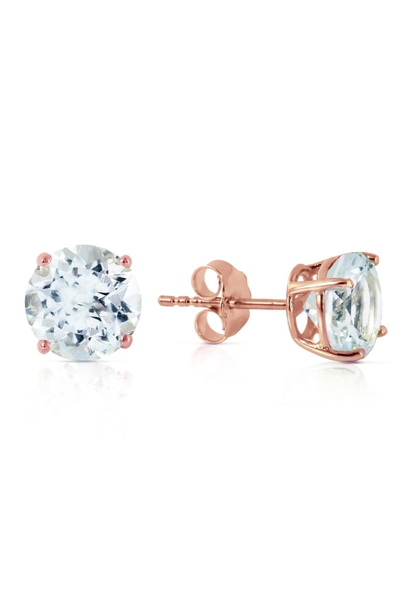 3.1 Carat 14K Solid Rose Gold Anna Aquamarine Stud Earrings