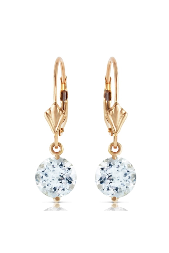 GG 14K Yellow Gold 3.1 Carat Natural Aquamarine Dangle Earrings - March Birthstone - Communication & Serenity - Fine Jewelry for Women