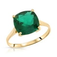 thumbnail image 1 of Galaxy Gold 3.10 ctw Carats 14K Solid Yellow Gold Cushion Emerald Solitaire Ring with Genuine Vibrant Emerald Brilliant Cut Anniversary Engagement Promise Valentines for Her Him Unisex Ring (9), 1 of 3