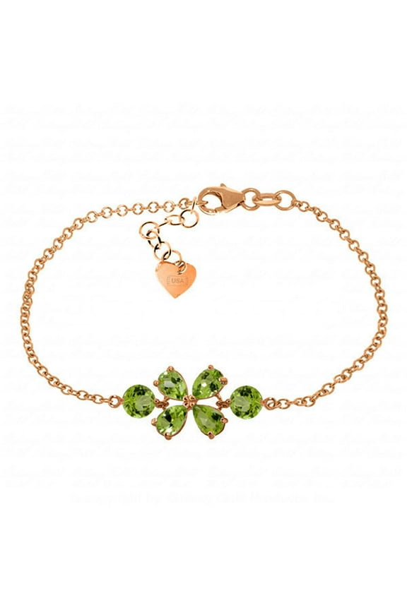 3.15 CTW 14k Solid Rose Gold Bracelet Natural Peridot
