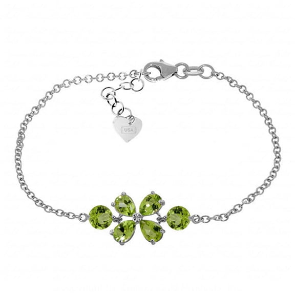 Galaxy Gold 3.15 CTW 14k Solid White Gold Bracelet with Natural Peridot