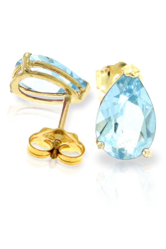 GG 14K Yellow Gold 3.15 CTW Natural Aquamarine Stud Earrings - March Birthstone - Courage & Clarity - Fine Jewelry for Women